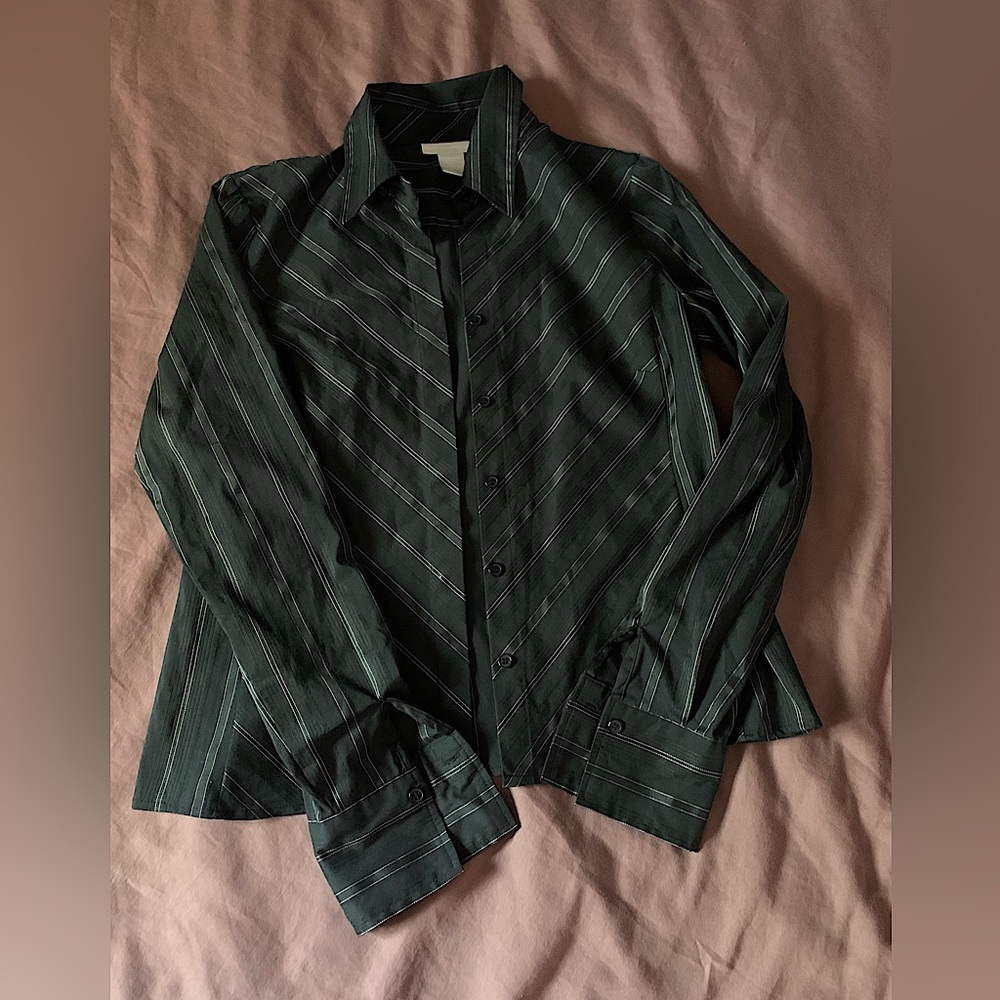 Striped black button up shirt